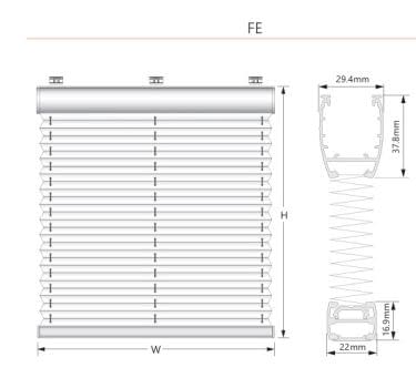 Configurator plisségardin  FE med 24VDC motor summary