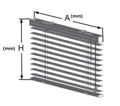 Configurator horizontal blind 35mm aluminium slats dimensions